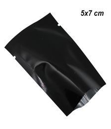 5x7 cm 200pcs Black Open Top Aluminum Foil Packaging Bag Mylar Foil Vacuum Heat Seal Sample Packing Pouches Food Grade Tear Notche2795152