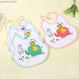 Bibs Burp Cloths Adjustable Tape Baby Feeding Bibs Cute Print Elephant Drool Towel Saliva Color Soft Cotton Gauze Burp Cloths Infants Bib New Y240415Y240417YR8C