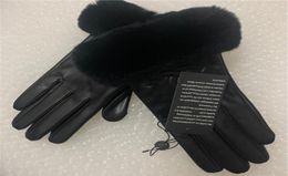 Women039s luxury gloves made of high quality sheepskin material and fivefinger warm Mittens glove lined with wool touch screen1022990