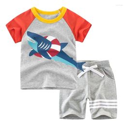 Clothing Sets BINIDUCKLING 2024 Toddler Summer Baby Boy Kids Clothes Set Animal Cartoon T-shirt Shorts Cotton Fashion Children