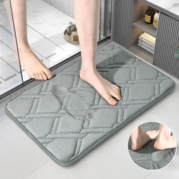 Carpets Simple Memory Foam Bath Mat Anti-Slip Shower Carpet Soft Foot Pad Nordic Decoration Floor Absorbent Quick Dry Bathroom Rug