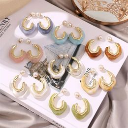 Dangle Earrings KADRUFI Vintage C-shape Pearl Stud For Women Korean Fashion Multi-color Metal Earring Luxury Party Jewellery Gift Brincos