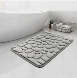 Carpets Rug Non-slip Absorb Bathroom Mat Shower Room Bathtub Side Cobblestone Embossed Carpet Memory Foam Pad Home Decor 40 60/50 80cm