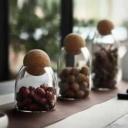 Storage Bottles Transparent Glass Sealed Can Jars With Spherical Cork Kitchen Food Grain Tank Coffee Canister Supplies