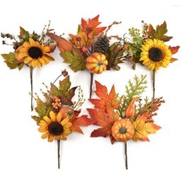 Decorative Flowers Artificial Simulation Pumpkin Sunflower Pick Garland Accessories Home DIY Autumn Harvest Thanksgiving