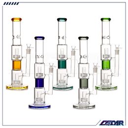 15.7 Inches Dual wheel Glass Hookah beaker Bong water pipes thick material for smoking With 18mm bowl