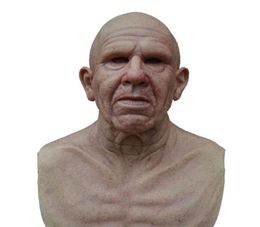 Party Masks Old Man Scary Mask Cosplay Full Head Latex Halloween Horror Masquerade Headgear DropShI9760620