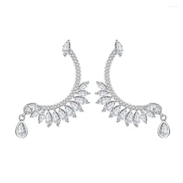 Stud Earrings Models Feather Design Inlaid With Long S925 Silver Ear Studs Full Of Diamonds Personalised And Exaggerated Style In Europe