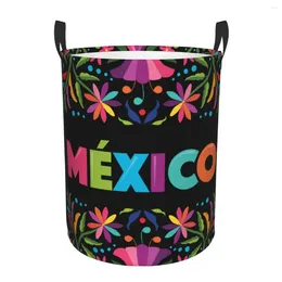 Laundry Bags Dirty Basket Colourful Mexican Traditional Pattern Folding Clothing Storage Bucket Toy Home Waterproof Organiser