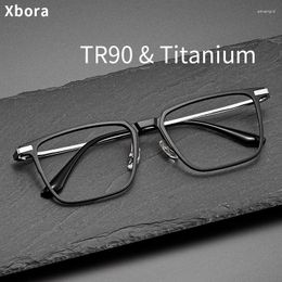 Sunglasses Frames Xbora Men's TR90 & Titanium Casual Eyewear Trendy Lightweight Texture Women's Prescription Optical Glasses For Big Faces