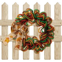 Decorative Flowers Door Autumn Wreaths Multi-colored Graland Ring For Harvest Fall Farm Walls Porch Doors Ornamental Garland Thanksgiving