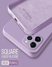 2021 Luxury Original Square Liquid Silicone Phone Cases For iPhone 12 11 Pro Max Mini XS X XR 7 8 Plus SE 2 Thin Soft Cover Candy 7135140