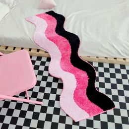 Carpets Tufting Pink Wave Bedroom Rug Long Fluffy Living Room Carpet Corridor Area Floor Pad Mat Doormat Aesthetic Home Decor