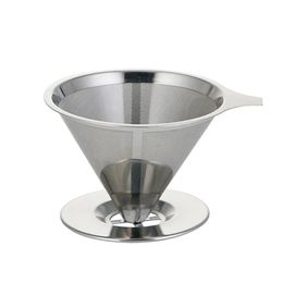 Reusable Coffee Philtre Tea Strainer Stainless Steel Cone Coffee Philtre Baskets Mesh Strainer Coffee Dripper with Stand Holder
