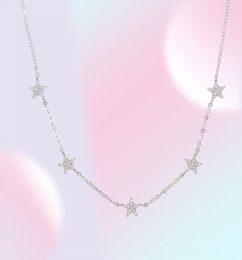 2019 Christmas gift vermeil 925 sterling silver cute star choker charm necklaces charming women jewelry fine silver necklace T20018136996