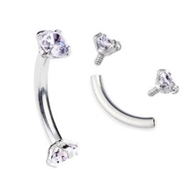 Tragus Earring Internally Thread Cubic Zircon Stainless Steel Curved Barbell Piercing Eyebrow Ring Body Jewelry6833712