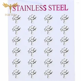 Stud Earrings 12 Pairs Lot Women Stainless Steel Set Star Leaf Tree Design Jewellery Brincos Wholesale Small Party Gifts