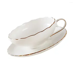 Cups Saucers 1 Set Ceramic Coffee Cup With Plate Household Delicate Tea (White)