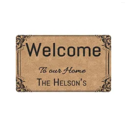 Carpets Welcome To Our Home Personalized Floor Door Mat Outdoor Rubber Kitchen Porch Decor Shoe Garage Rug Patio Front Doormat