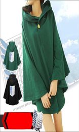 Japanese Hoodie Anime Attack On Titan Cloak Necklace Shingek No Kyojin Scouting Legion Cosplay Costume Green Back Cape Halloween Q6473343