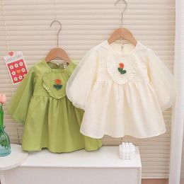 Girl Dresses 6M-36M Baby Spring Autumn Clothes Cotton Lace Dress For Girls Print First Birthday Party 2024