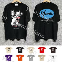 Plus Size Mens Shirt Rhude Designer Printed T Shirt Clothing Casual Round Neck Tees Street Short Sleeve Tops