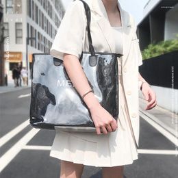Bag 2024 Fashion Luxury Kraft Paper Tote Handbags Japanese Casual Vintage Large Tranparnt PVC Jelly Travel Shopping Shoulder