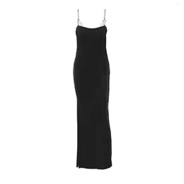 Casual Dresses 2024 Women Summer Xshape Sexy Long Evening Dress Solid Color Sleeveless Side Hollow Out Party