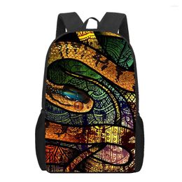 School Bags Art Painting Snake Animal 3D Print Bag Set For Teenager Girls Primary Kids Backpack Book Children Bookbag Satchel