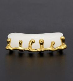 Gold Plated Teeth Grillz Volcanic Lava Drip Grills High Quality Mens Hip Hop Jewelry5820340