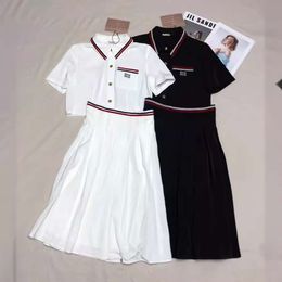 Designer MM Family 24Ss New Shirt+Folded Half Skirt Stitching Embroidered Decorative Collar Chest Pocket Set