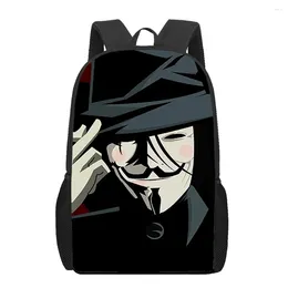 School Bags V For Vendetta 3D Print Backpacks Girls Boys Children Orthopaedic Backpack Kids Book Bag Large Capacity