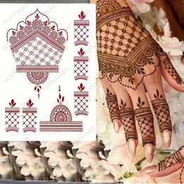 Waterproof Henna Tattoo Brown Stickers for Hand Fake Women Body Art Temporary Hena Design Mehndi 240408