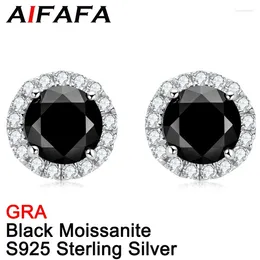 Stud Earrings AIFAFA Real Black Moissanite For Women 18K Plated S925 Sterling Silver Diamond Ear Fine Jewellery GRA