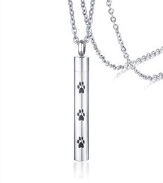 Personalised Pet Cremation Urn Necklace in Stainless Steel Memorial Remembrance Dog Cat Ashes Paw Print Necklace For Ashes4238604