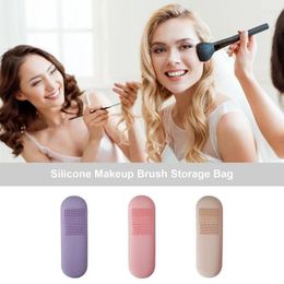 Storage Boxes Makeup Brush Case Bag Silicone Portable Eye Shadow Foundation Women Cosmetic Home Travel Organizer Supplies