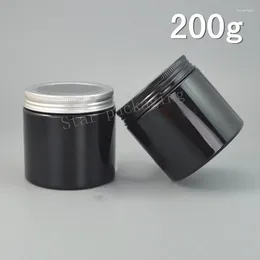 Storage Bottles 20pcs 200g Empty Black Refillable Plastic Cream Jar Solid Perfumes Makeup Container With Aluminium Screw Cap