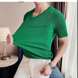 Mens T-Shirts 2023 New Mens Knitted Short Sleeve Tees solid color Large Cotton Elastic Loose Fashion Luxurious Casual T-shirt Mens Clothing Black White pluz size 4XL