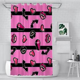 Shower Curtains Pink Vampire Confetti Bathroom Monster High Draculaura Doll Waterproof Partition Curtain Home Decor Accessories