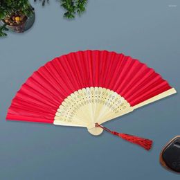 Decorative Figurines Folding Fan With Tassel Pendant Elegant Chinese Vintage Bamboo Hand Fans For Women Gradient Color Silk Weddings Cosplay