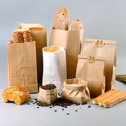 Gift Wrap 50Pcs/lot Fine Kraft Paper Bag Bags Packaging Biscuit Candy Food Cookie Bread Baking Takeaway Environmentally