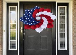 Decorative Flowers & Wreaths ic Wreath Front Door Decorations 4th Of July Independence Day American Flag USA Garland Hanging Decor Ve6431481
