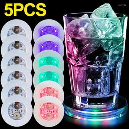 Table Mats 1/5Pcs LED Luminous Sticker Drinks Glass Cup Pads Lamp Wine Bottles Christmas Wedding Bar Party Decor