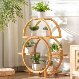 Decorative Plates Flower Shelf Living Room Floor Shelving Balcony Decoration Arrangement Solid Wood Succulent Pot Plant Placement Rack