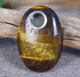 Natural Tiger039s Eye Stone Oval Crystal Pipe Palm Game Piece Foreign Simple4314768