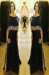 Navy Chiffon Mother Of The Bride Dresses With Wrap Gold Appliques ALine Plus Size Groom Mother Dresses Arabic Formal Dresses Even3952421