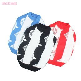 Designer Pet Dog Sweater Vest Colour Contrast Classic Logo Pet Vest Autumn and Winter Warm Fashion Cat Fadou Bago Chenery corgi Knitted Sweater Vest S-XXL Black Red Blue