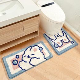 Bath Mats Mat 2-piece Set 3-piece Series Thickened Flocking Bathroom Rug Bedroom Bedside Carpet Kitchen Long Floor