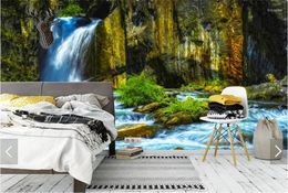 Wallpapers Waterfall Wallpaper Origin Forest Mural Canvas Papiers Peint 3D Po Murals Wall Papers Painting Home Decor