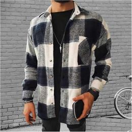 Men'S Jackets Mens Fashion Spring Plaid Casual Flannel Shirts Man Long Sleeve Soft Comfort Slim Fit Styles Men Designer Down Jacket Ca Dhgmp